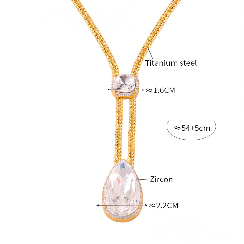 Cubic Zirconia Lariat Necklace Chunky Bracelet Jewelry Suit