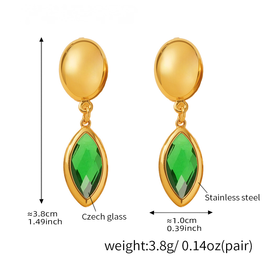 18K Gold PVD Cut Czech Crystal Glass Earrings