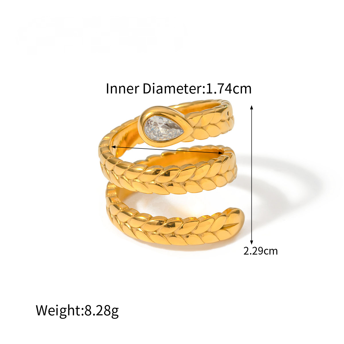 Stainless Steel Snake-shaped Open Ring
