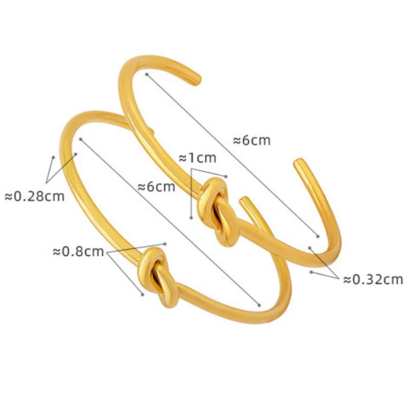 Stainless Steel 18K Gold PVD Knotted Cuff Bracelet
