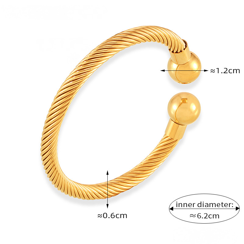 Stainless Steel Geometric Multi-layered Line Twist Texture Cuff Bracelet