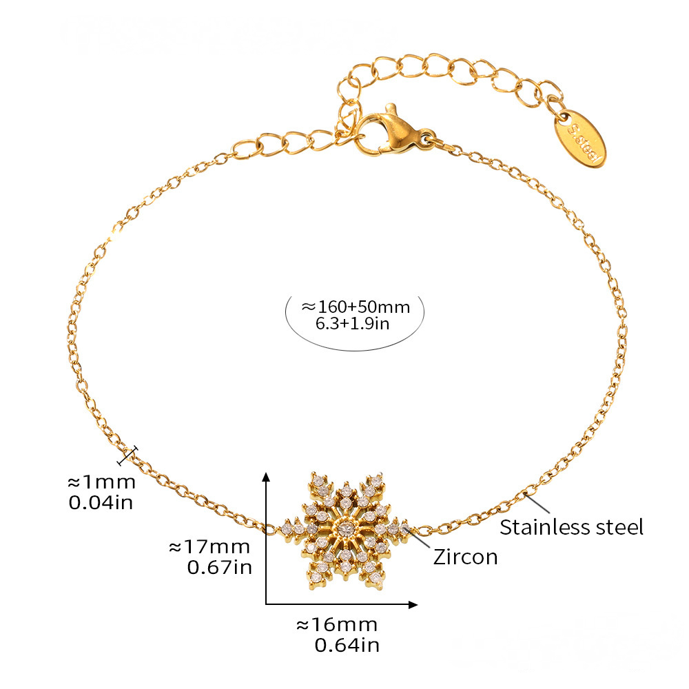 Stainless Steel Christmas Snowflake Cubic Zirconia Bracelet