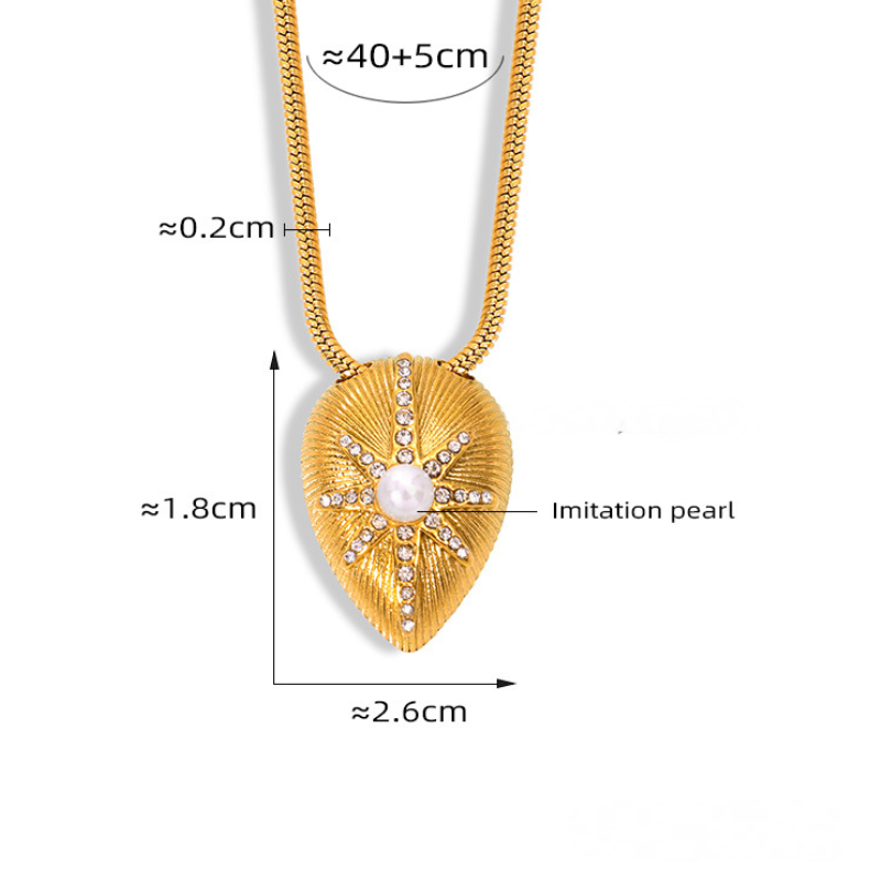 Texture Water Drop Shape Star Pattern Inlay Imitation Pearl Ring Earring Necklace Jewelry Suit
