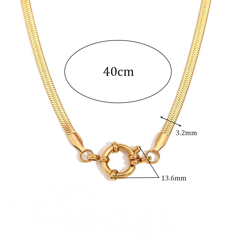 Stainless Steel Flat Snake Chain Sailor Buckle Necklace