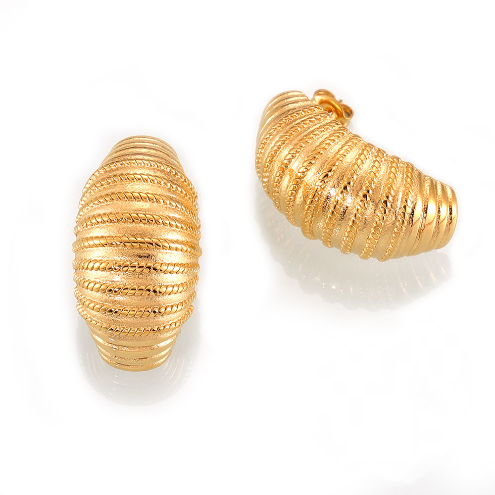 Line Texture Stainless Steel Stud Earrings