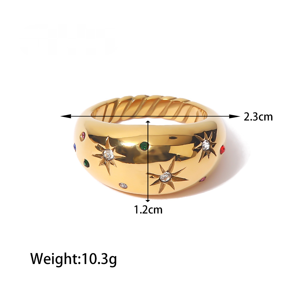 Stainless Steel Exaggerated Cubic Zirconia Ring