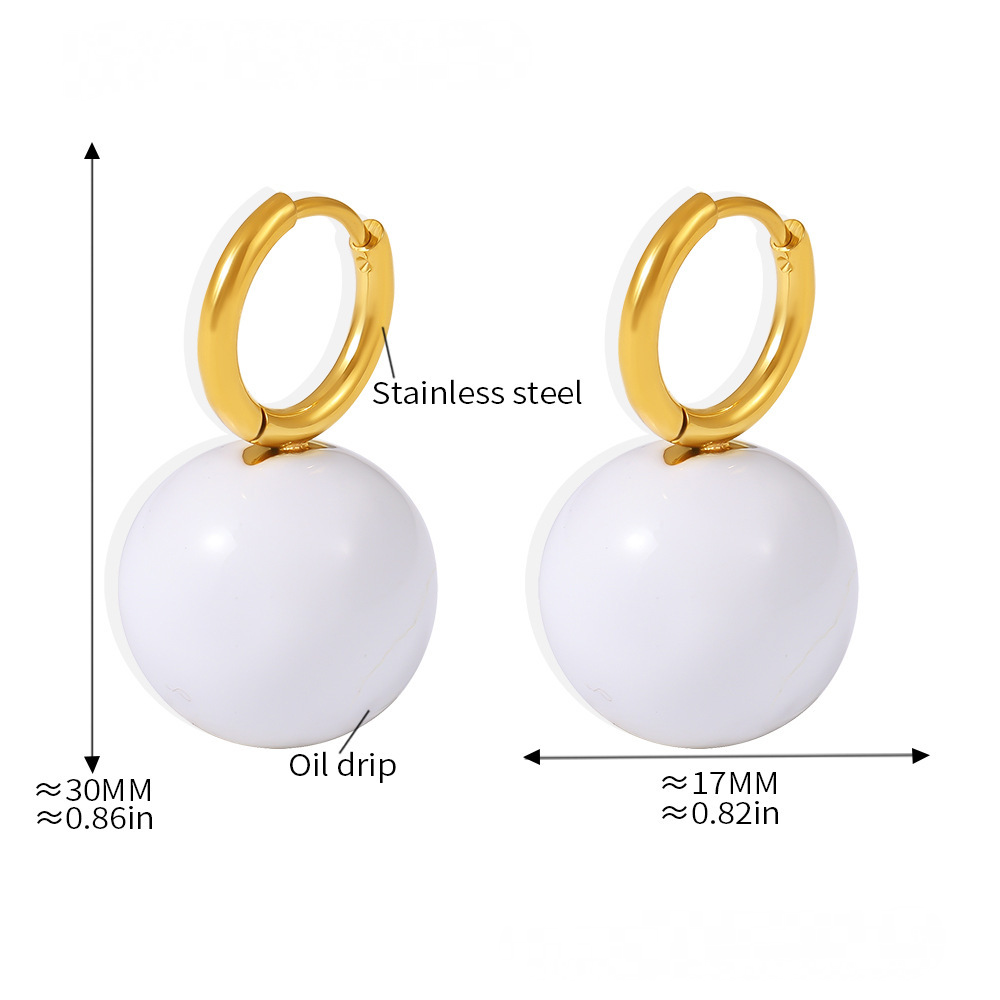Stainless Steel Candy Color Hollow Bead Drop Earrings