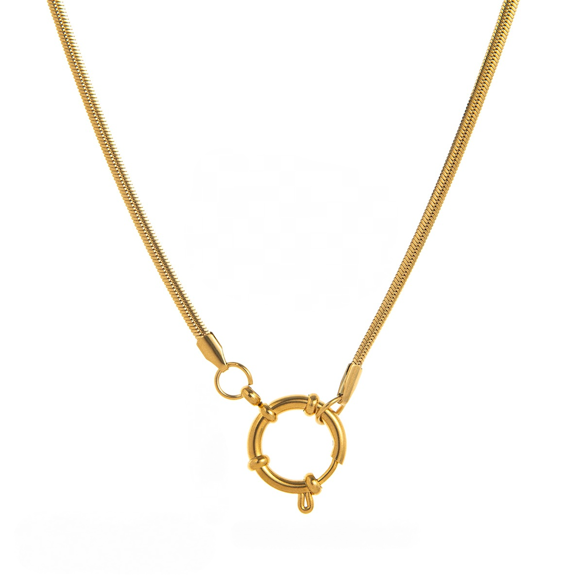 Stainless Steel 18mm Sailor Buckle Flat Snake Chain Necklace