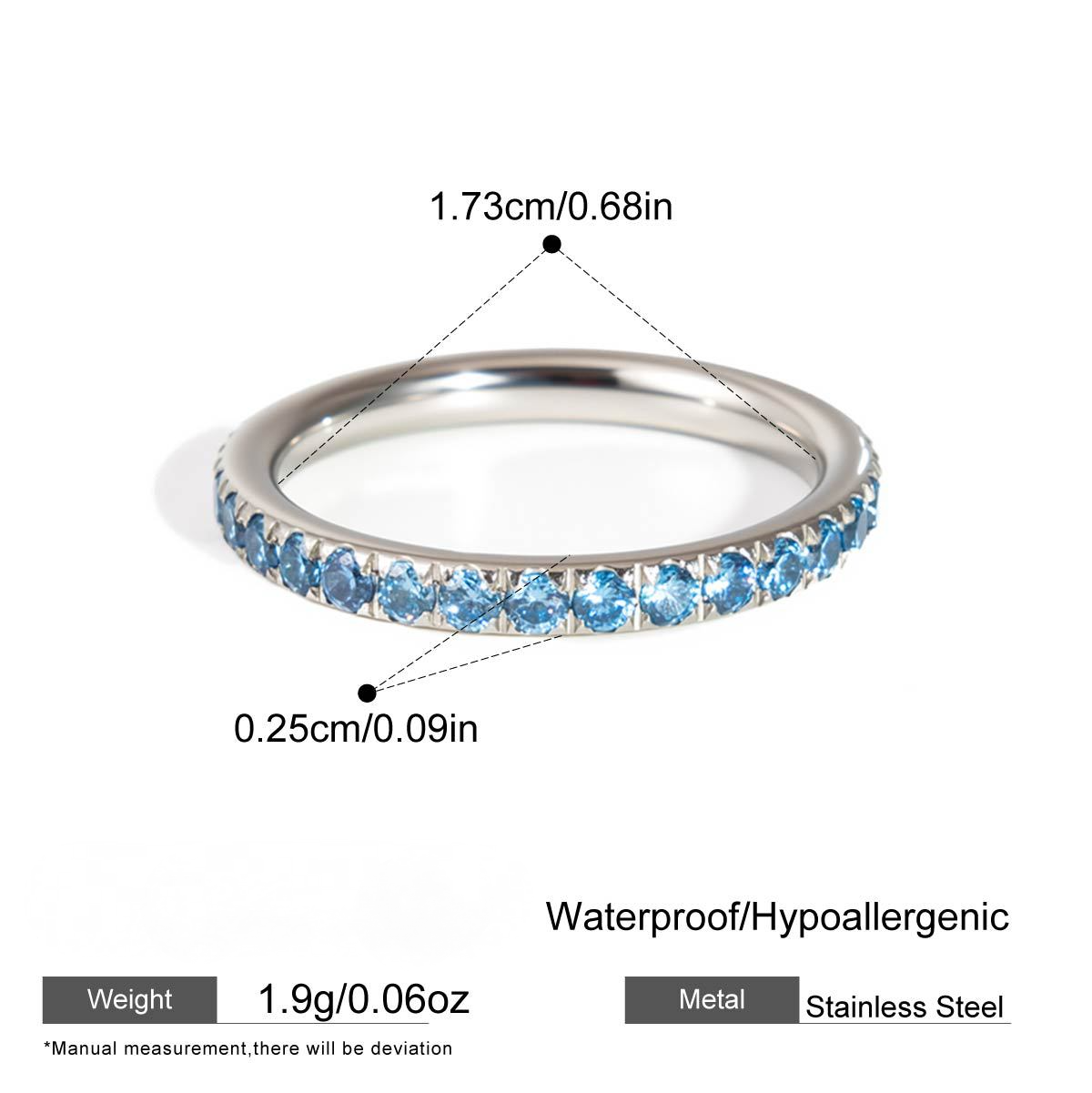 Stainless Steel Full Circle A-Grade Cubic Zirconia Ring