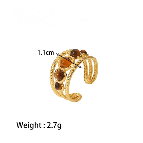 Stainless Steel Tiger's Eye Necklace Bracelet Ring Earrings Jewelry Suit