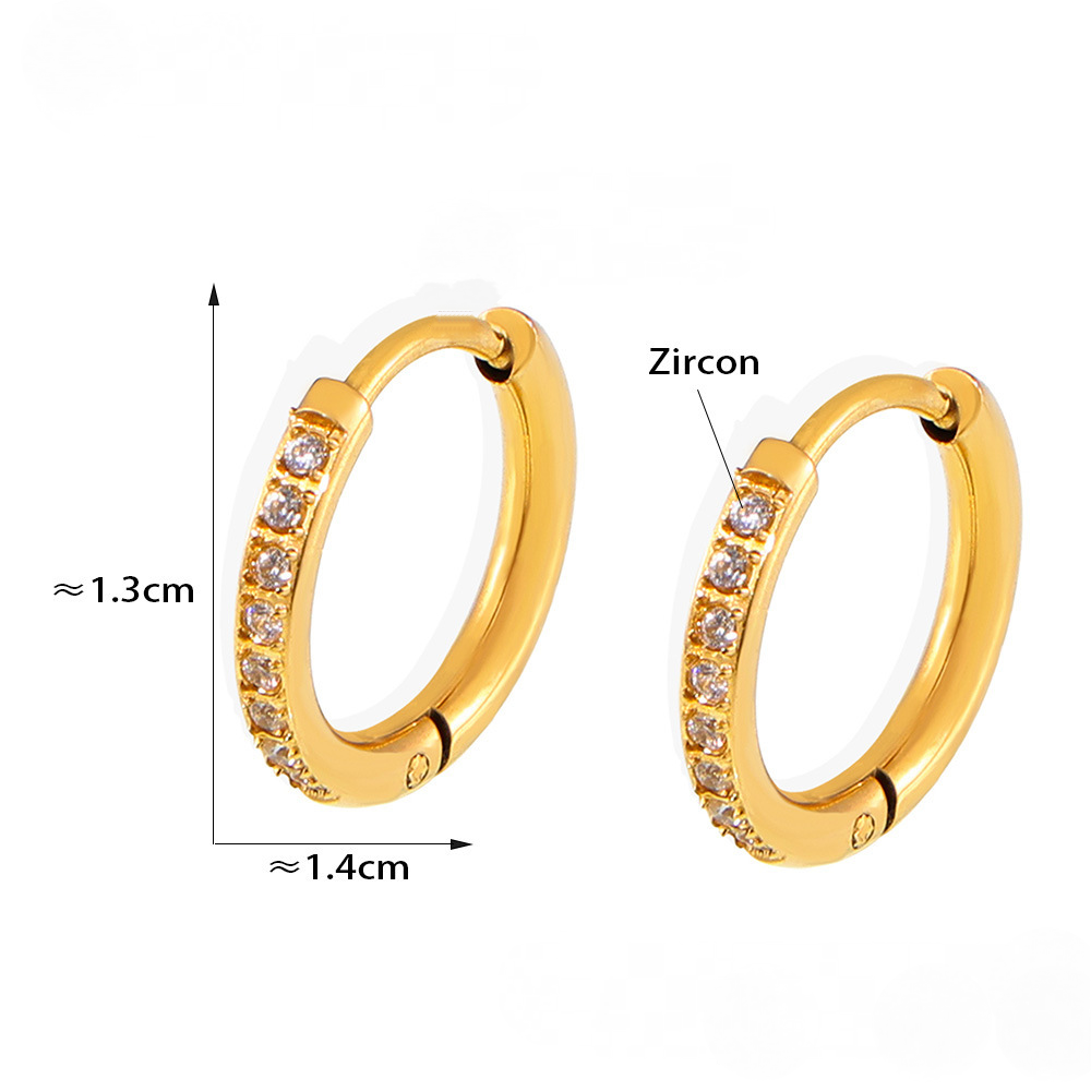Stainless Steel Cubic Zirconia Huggie Earrings