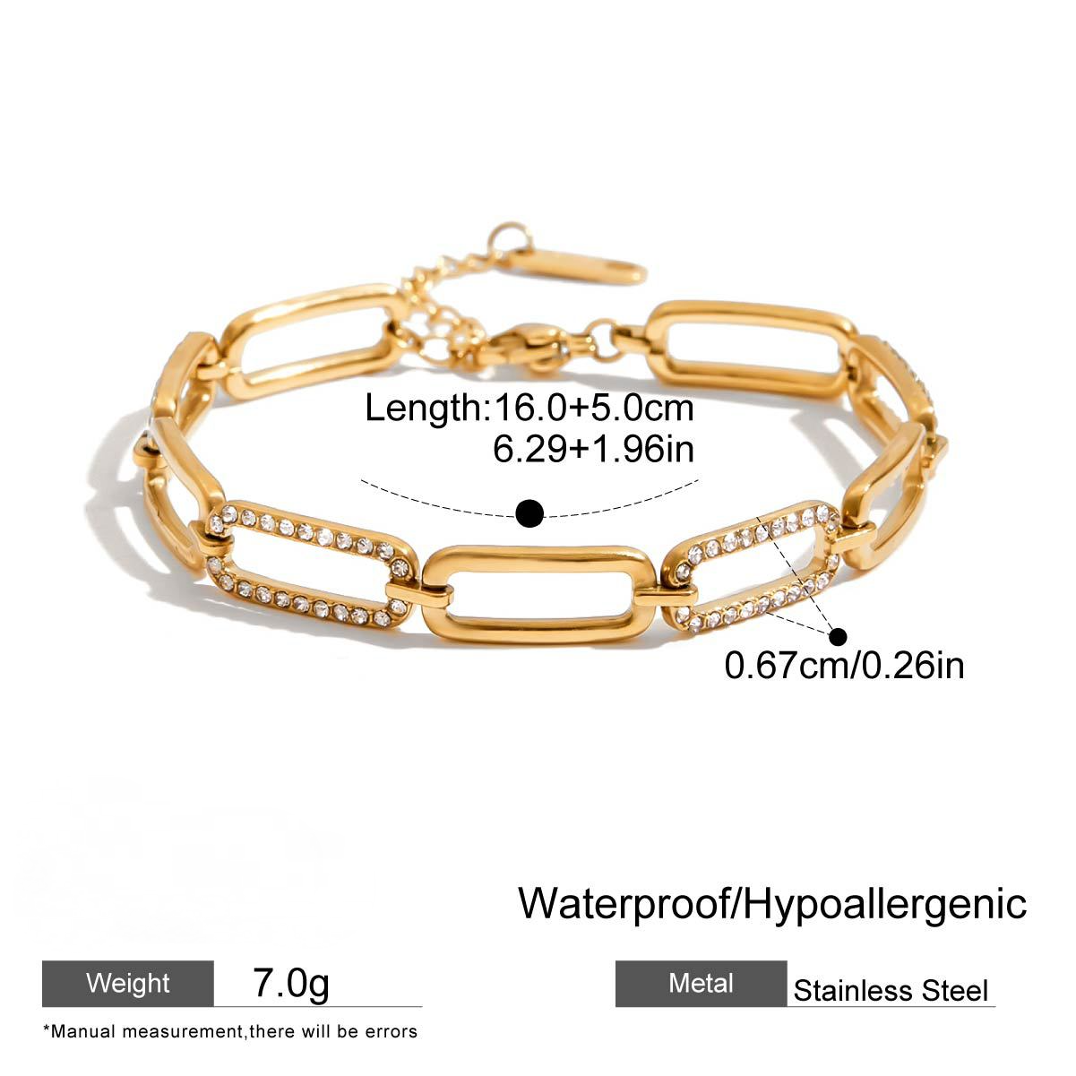 Stainless Steel Thin Ring CZ Cuff Bracelet