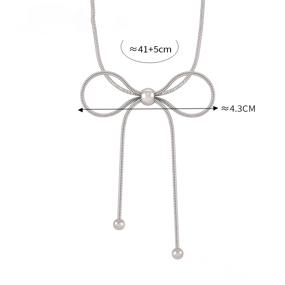 Bow Pull-out Earrings Necklace Jewelry Suit