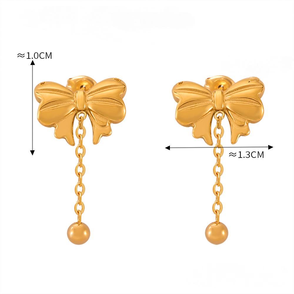 Bow Pendant Tassel Necklace Earrings Jewelry Suit