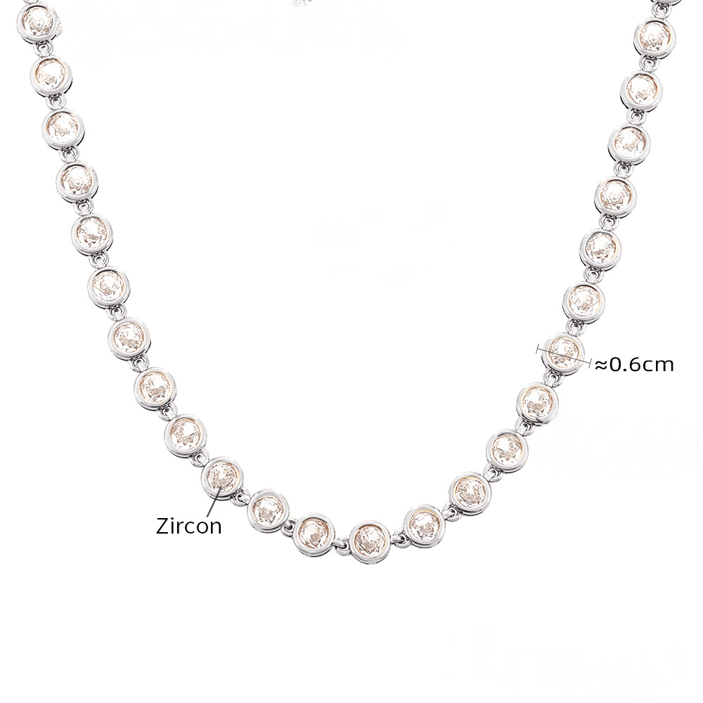 Stainless Steel Round Cubic Zirconia Necklace