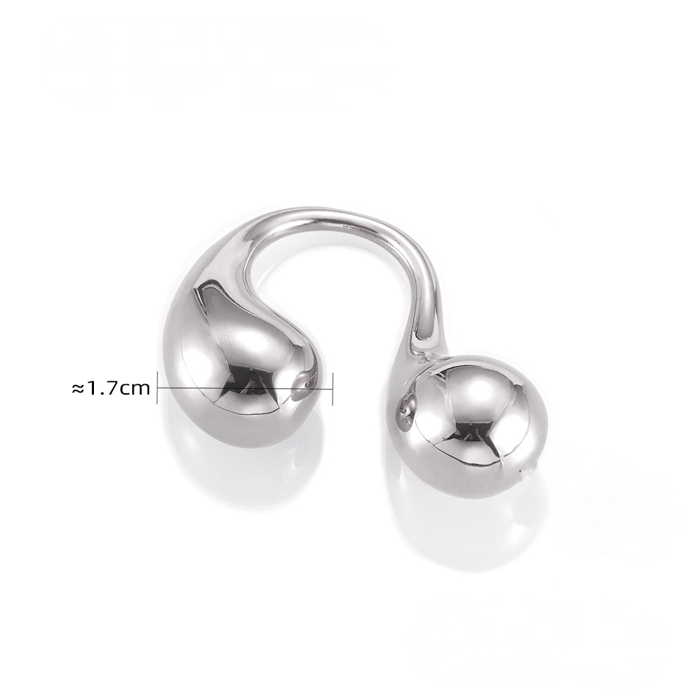 Stainless Steel Double Water Drop Shape Cuff Ring
