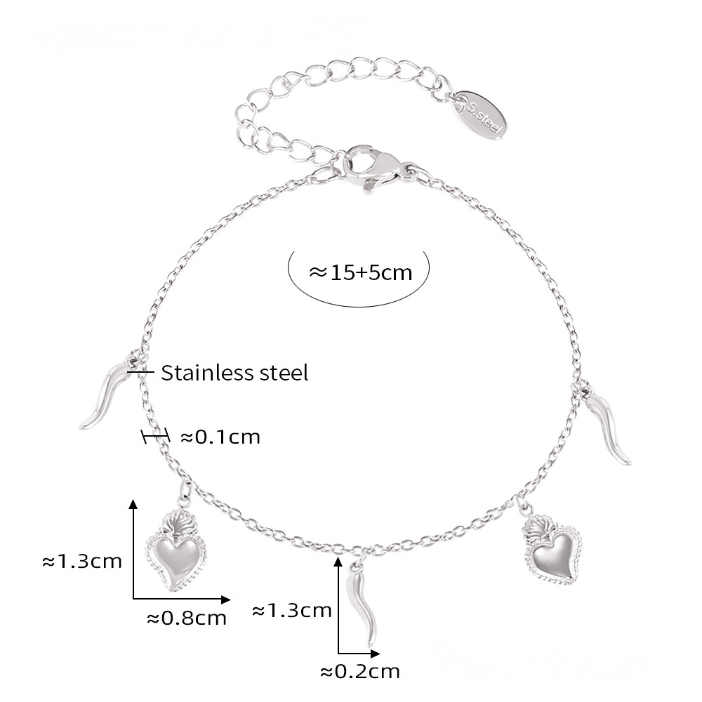 Heart Pepper Pendant Bracelet Necklace Jewelry Suit