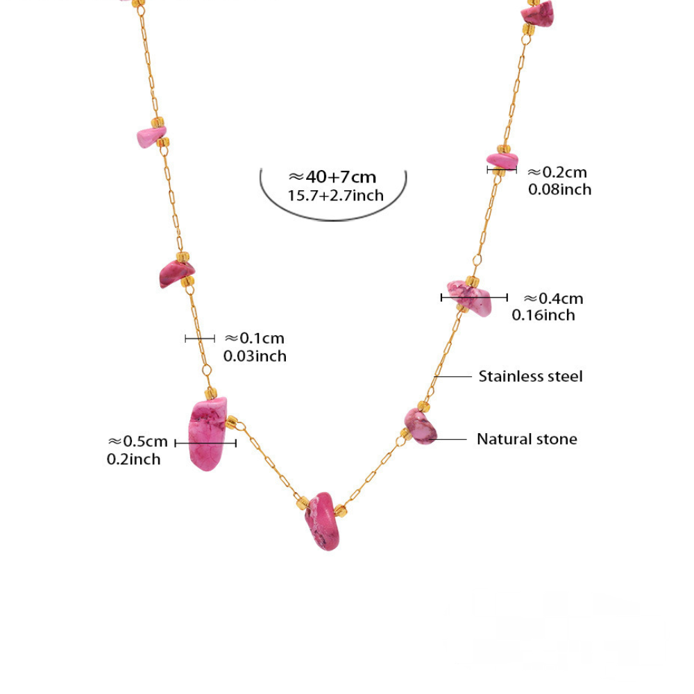 Stainless Steel Irregular Crushed Natural Stone Necklace