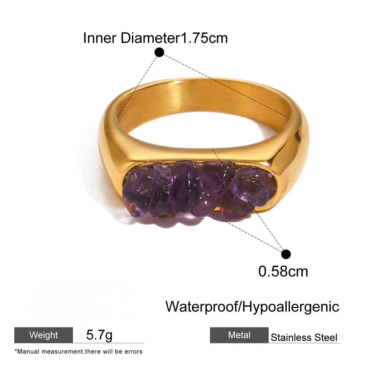 Stainless Steel Natural Stone Gravel Ring Collection