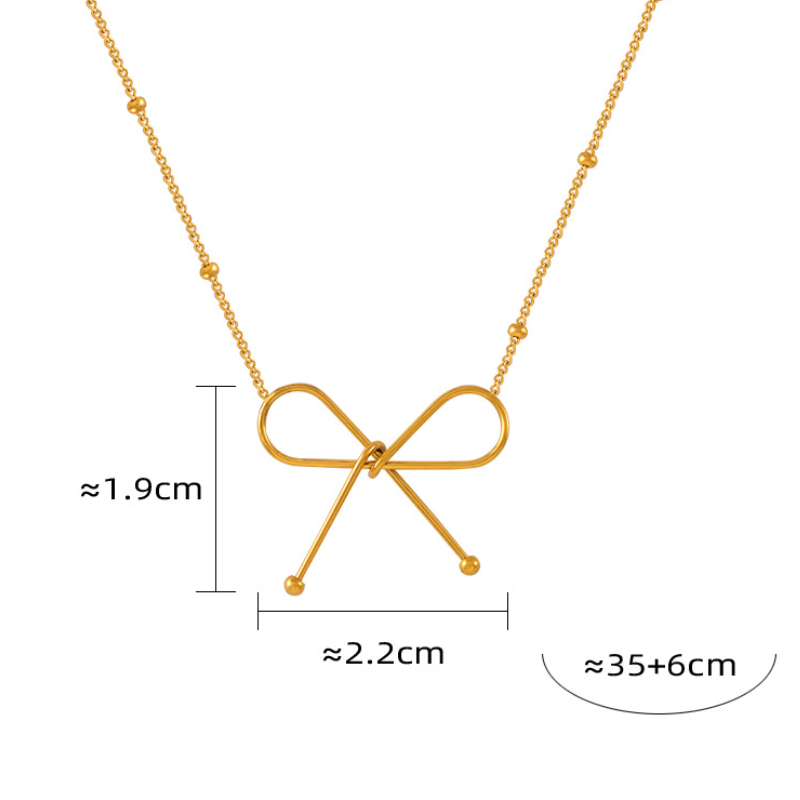 Minimalist Bow Necklace Bracelet Jewelry Suit