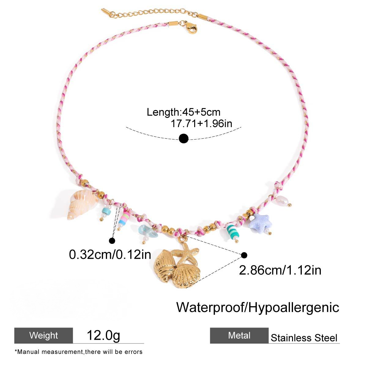 Stainless Steel Ocean Wind Pendant Braided Necklace
