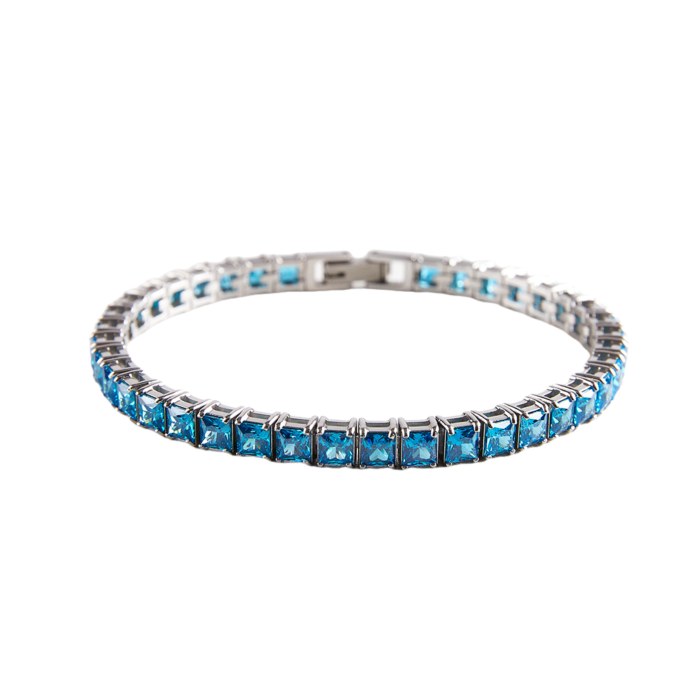 4x4MM Single Row Multi Colored Cubic Zirconia Tennis Bracelet