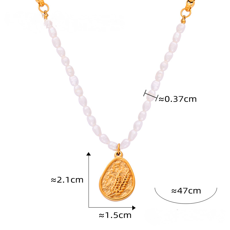 Heart Round Pendant Stainless Steel Freshwater Pearl Necklace