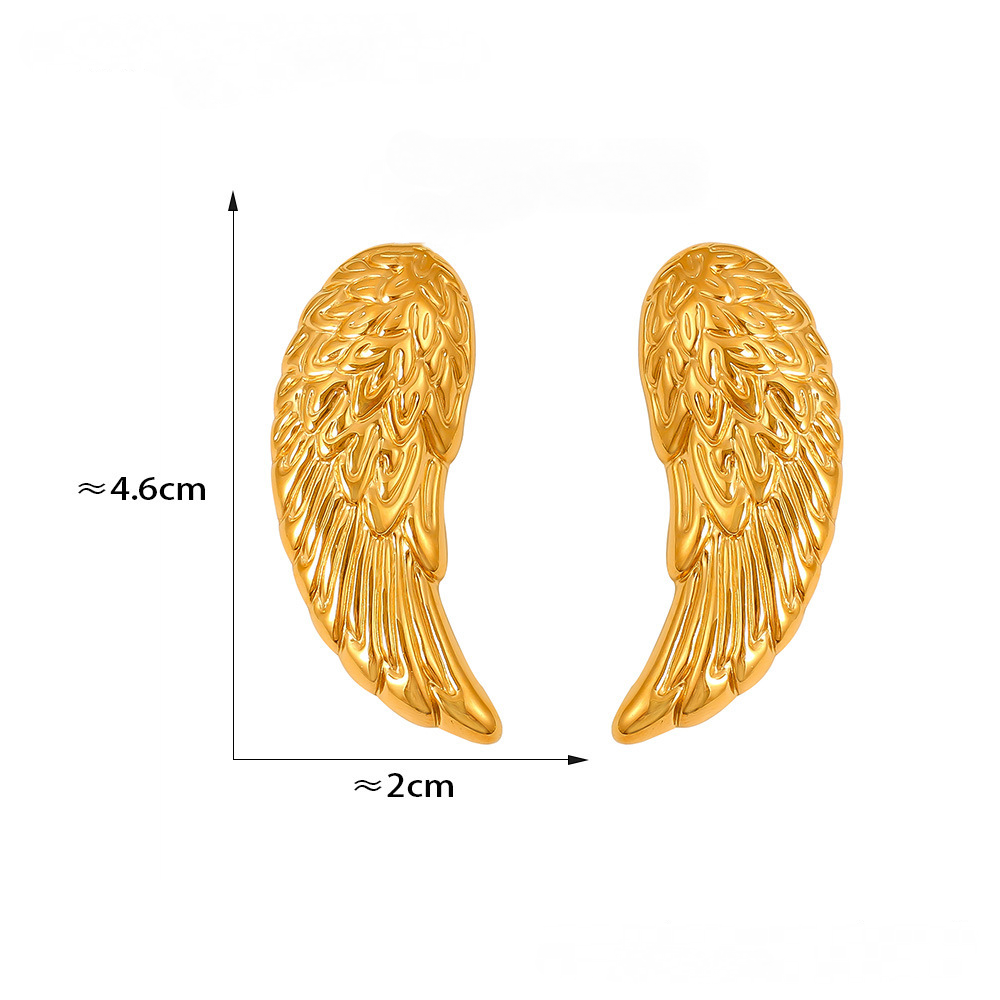 Feather Wings Stainless Steel Stud Earrings
