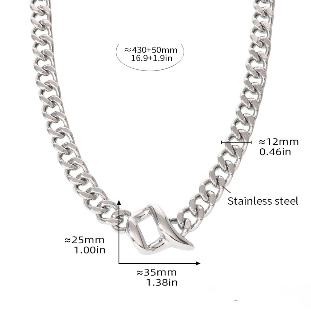 Stainless Steel Special Shaped Pendant Chunky Necklace Earrings Jewelry Suit