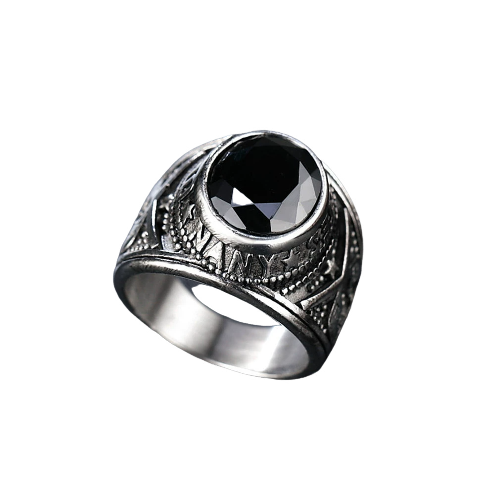 Stainless Steel Navy Military Men's Gemstone Ring
