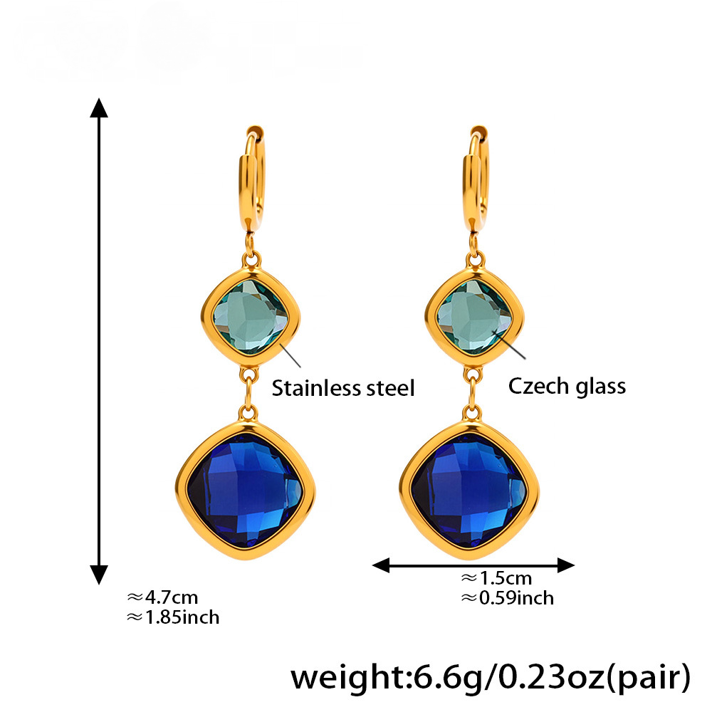 18K Gold PVD Transparent Czech Glass Huggie Earrings