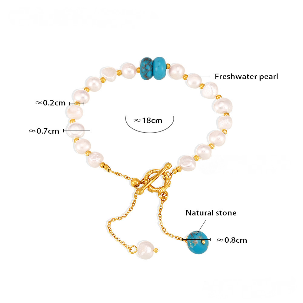 Tassel Natural Stone Pendant Freshwater Pearl OT Buckle Bracelet