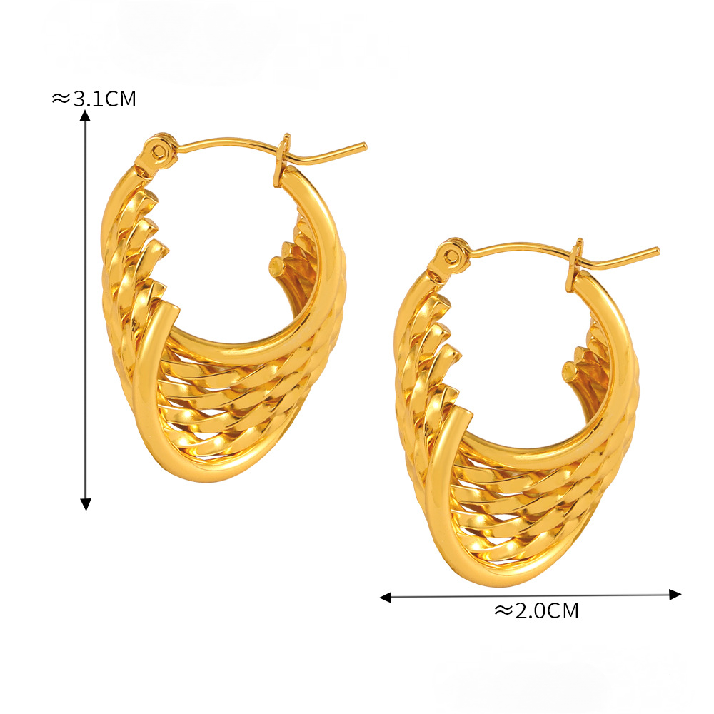Stainless Steel Multi-layered Hoop Earrings