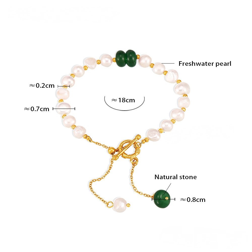 Tassel Natural Stone Pendant Freshwater Pearl OT Buckle Bracelet