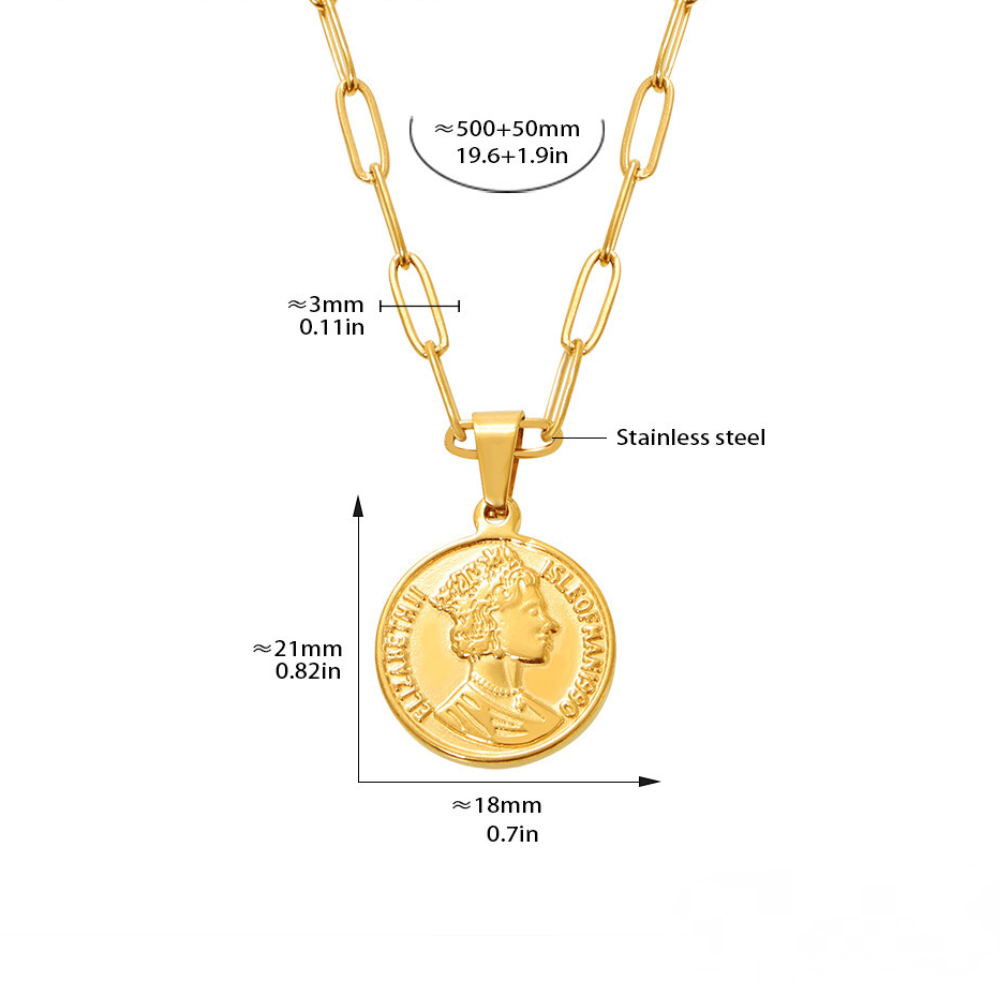 Stainless Steel Elizabeth Image Pendant Stackable Necklace