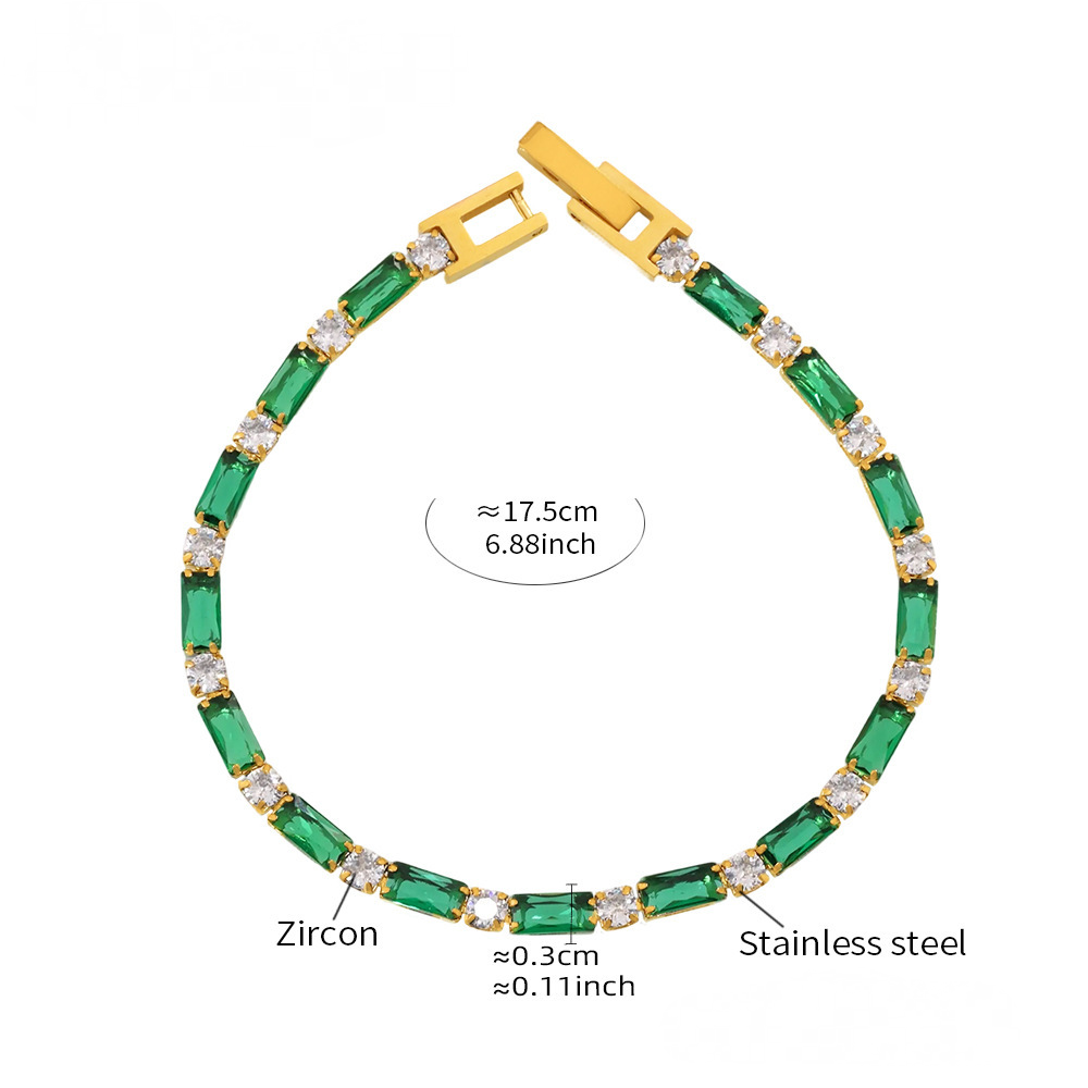 Stainless Steel Square Cubic Zirconia Bracelet
