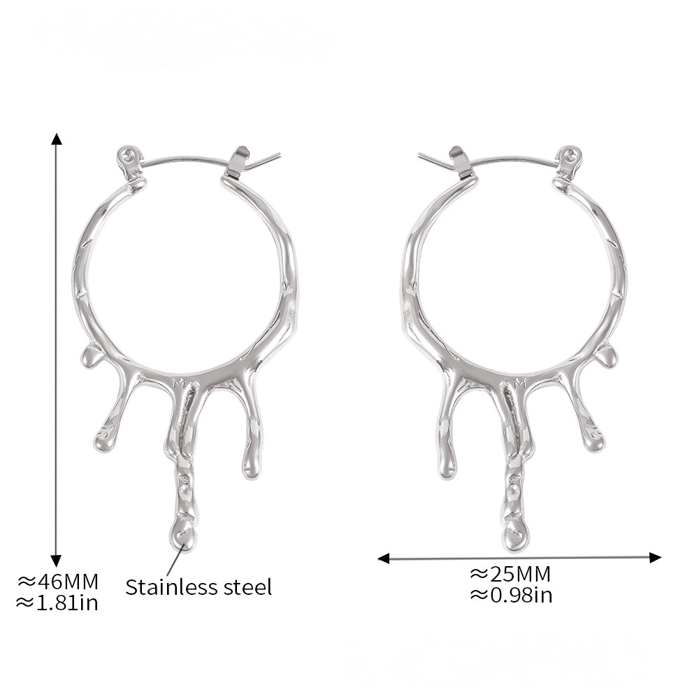 Stainless Steel Water Drop Liquid Irregular Hoop Earrings