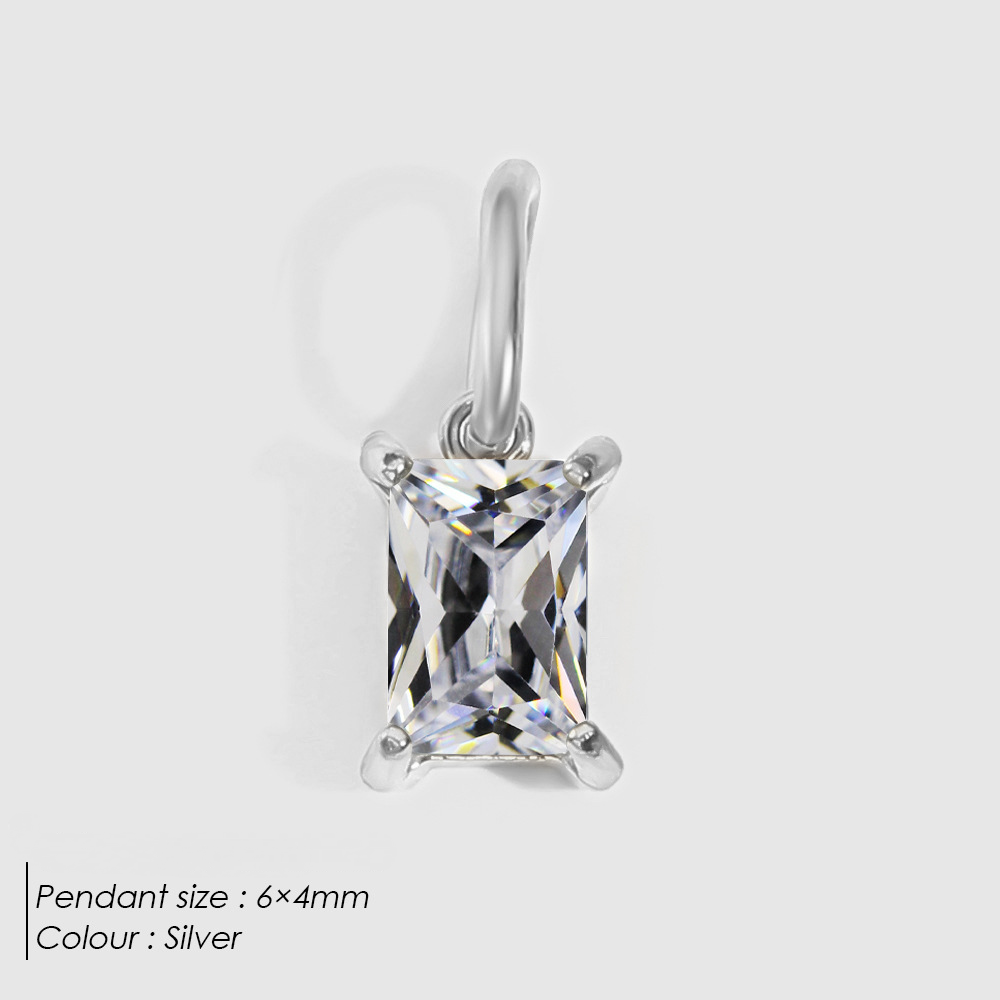 Stainless Steel Cubic Zirconia DIY Necklace Pendant