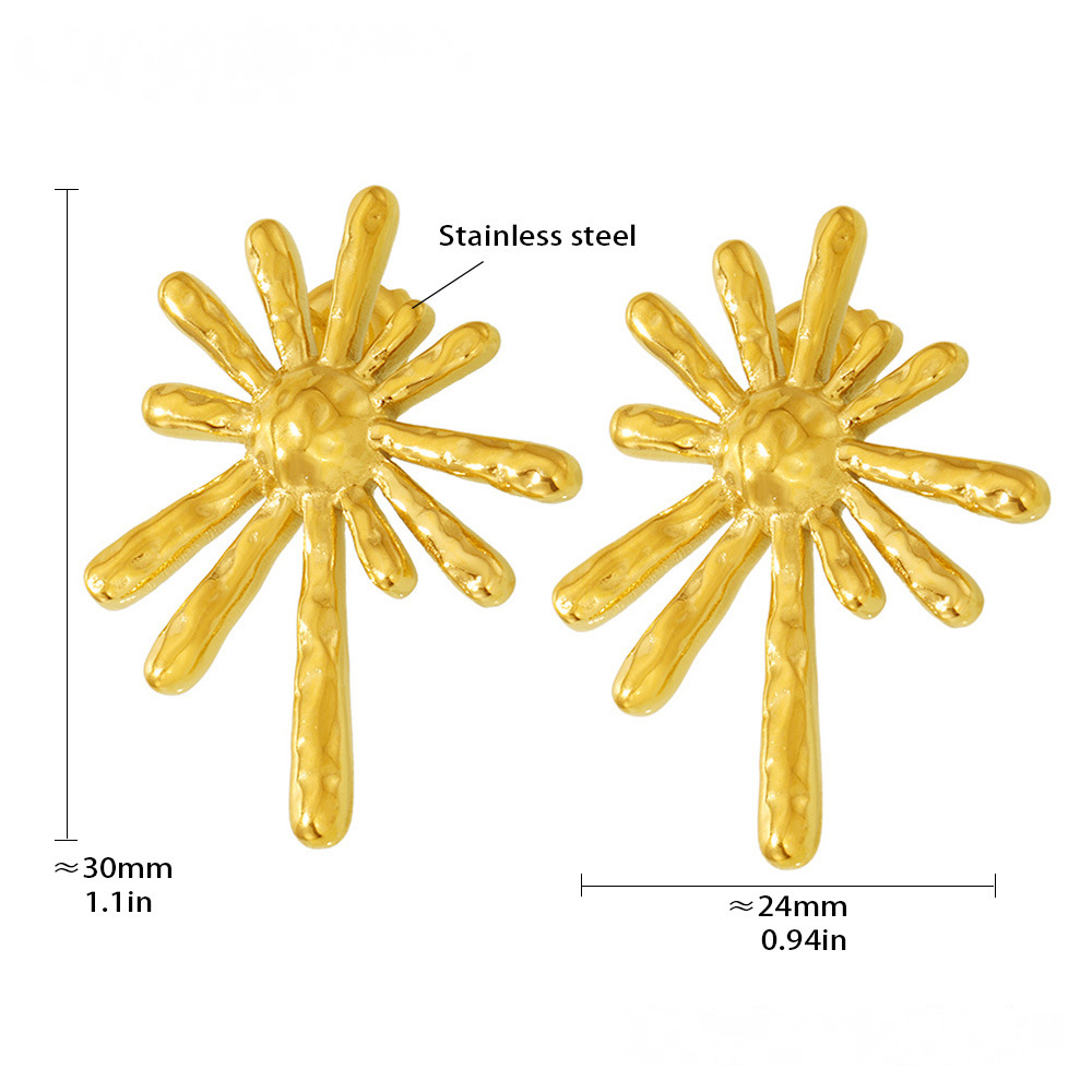 Stainless Steel Sun Shape Stud Earrings