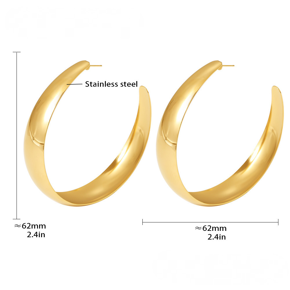 Stainless Steel Women's Multi-Size Hoop Polished Earrings