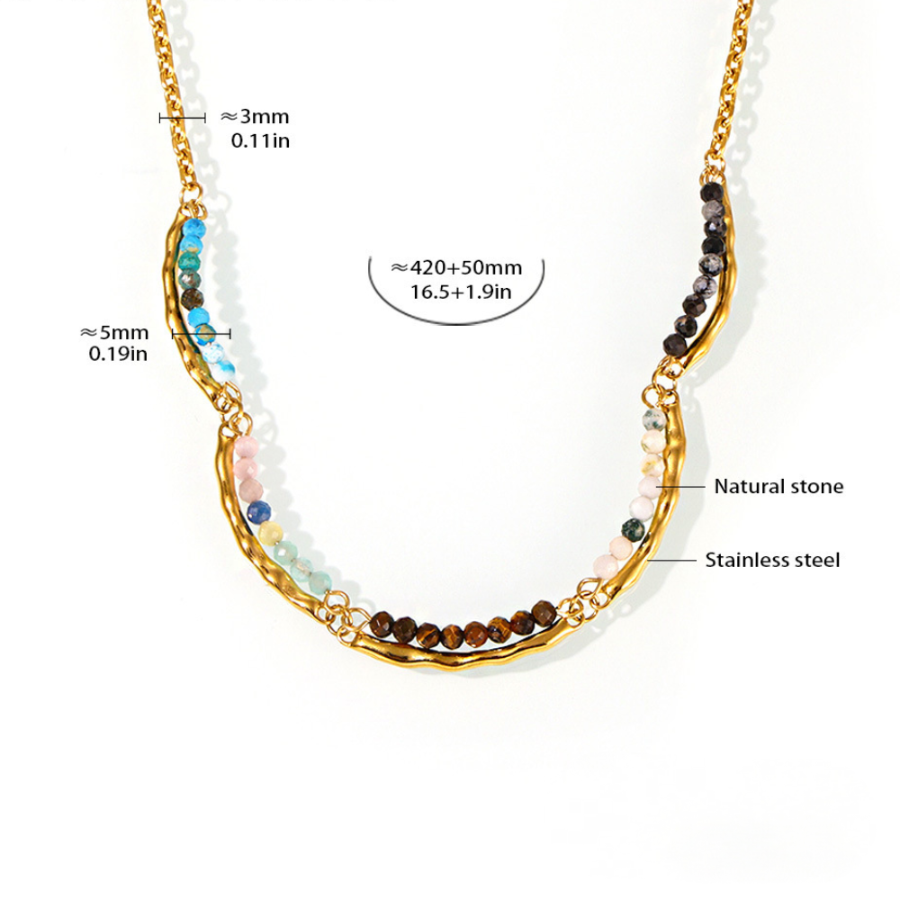 Stainless Steel Beaded Chain Double Necklace Bracelet Jewelry Suit