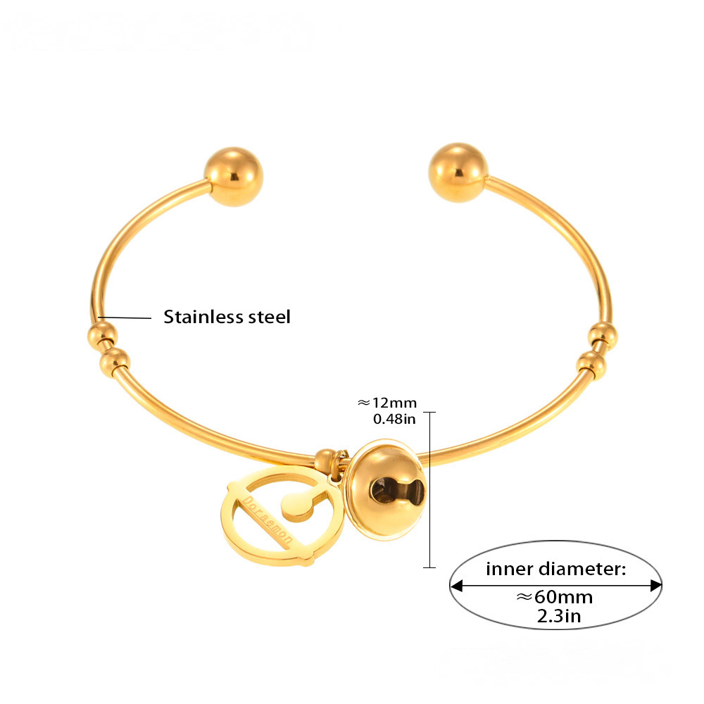 Stainless Steel Doraemon Bell Cuff Bracelet
