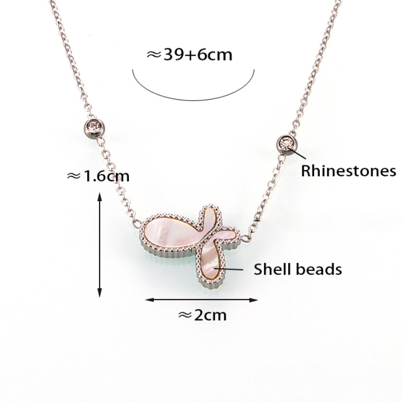 Butterfly Inlay Mother of Pearl Pendant Necklace Bracelet Earrings Jewelry Suit