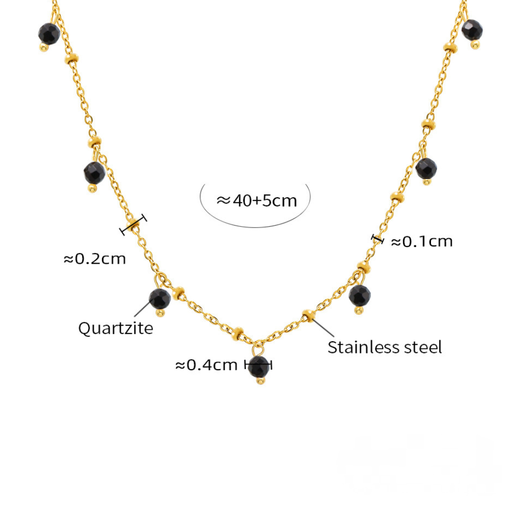 Stainless Steel Beaded Charm Necklace