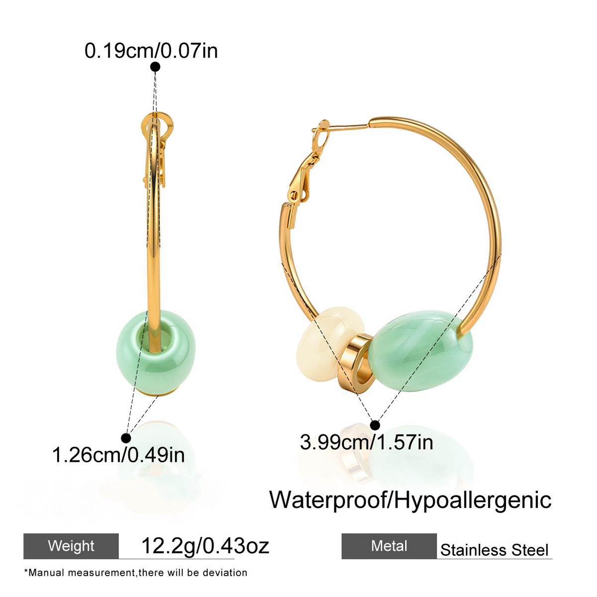 Stainless Steel Resin Circle Hoop Earrings