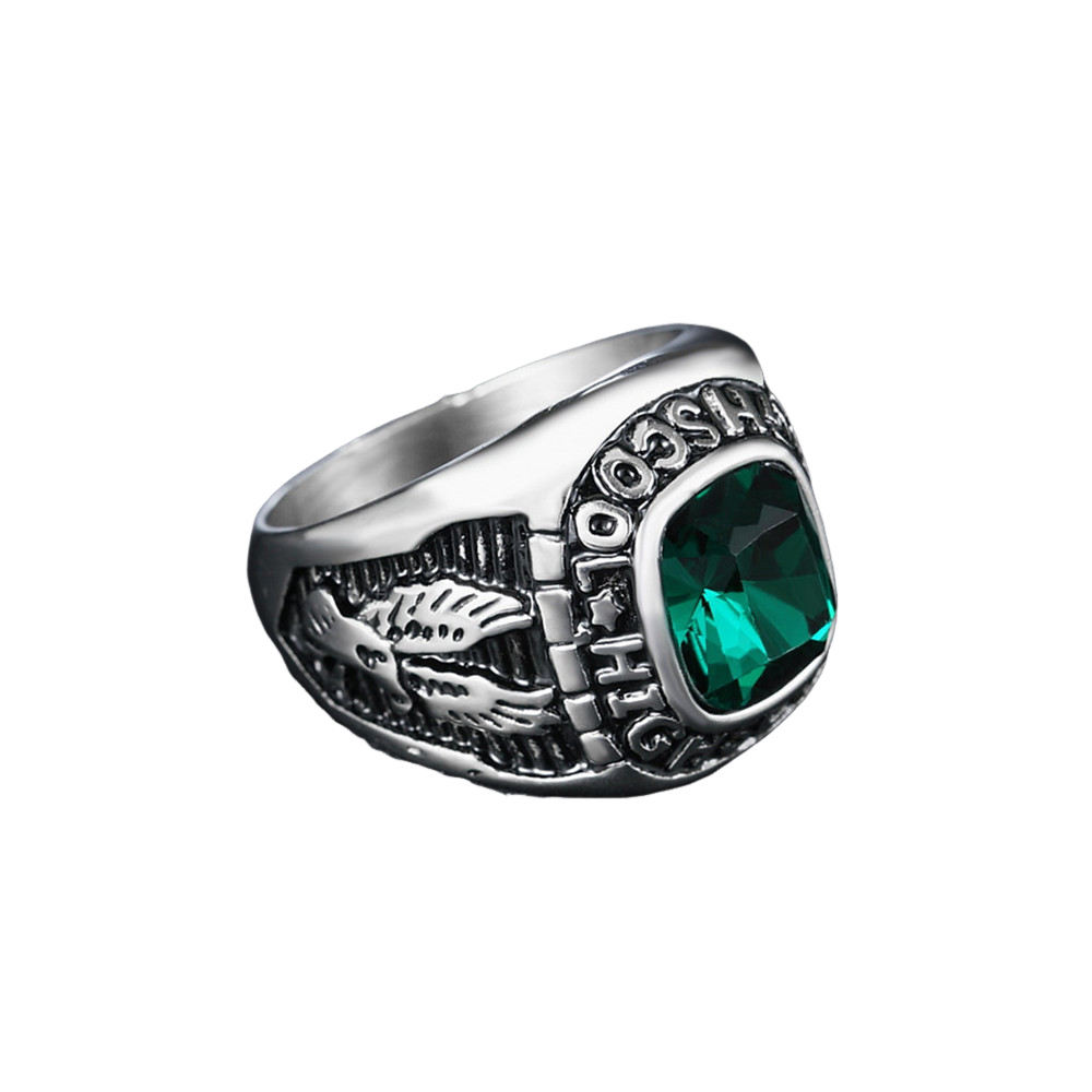 Vintage Men's Stainless Steel Gemstone Ring