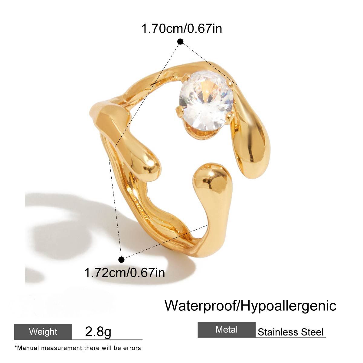 Stainless Steel Cubic Zirconia Ring Combination