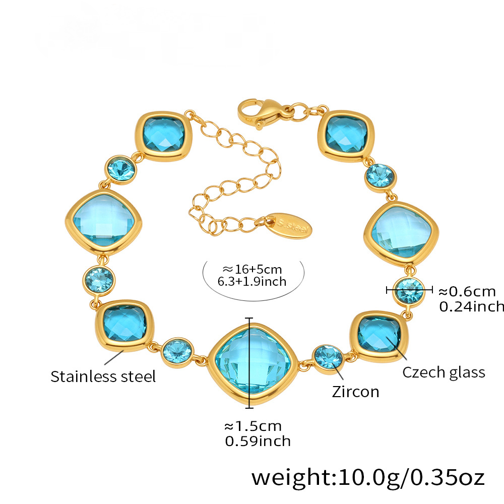 18K Gold PVD Super Flash Cut Czech Glass Bracelet