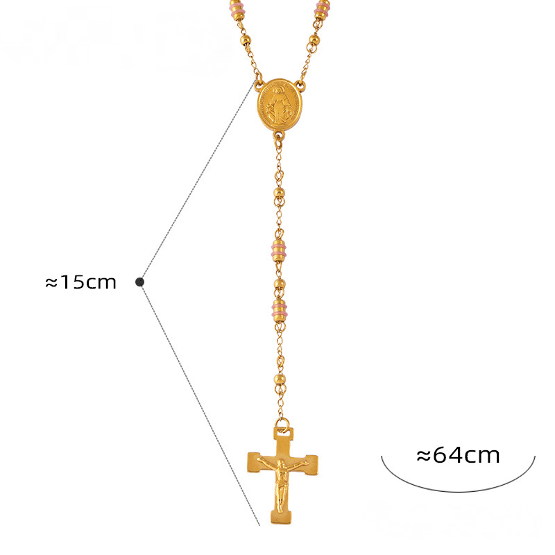 Stainless Steel Hip Hop Cross Pendant Tassel Necklace