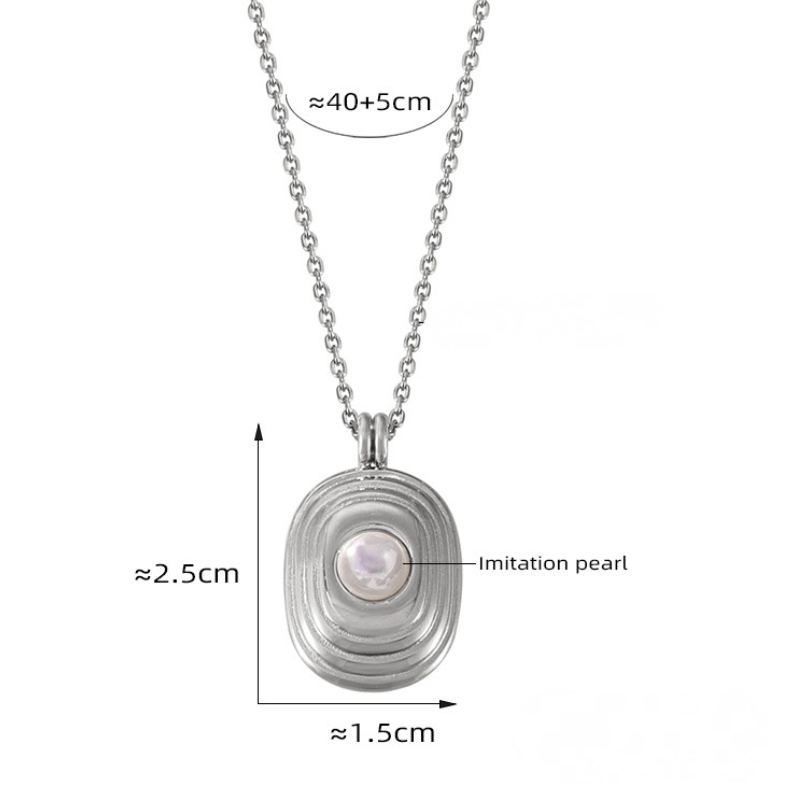 Stainless Steel Multi-level 3D Round Pendant Inlay Imitation Pearl Necklace